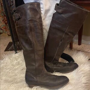 Brown Leather Knee-High Boots